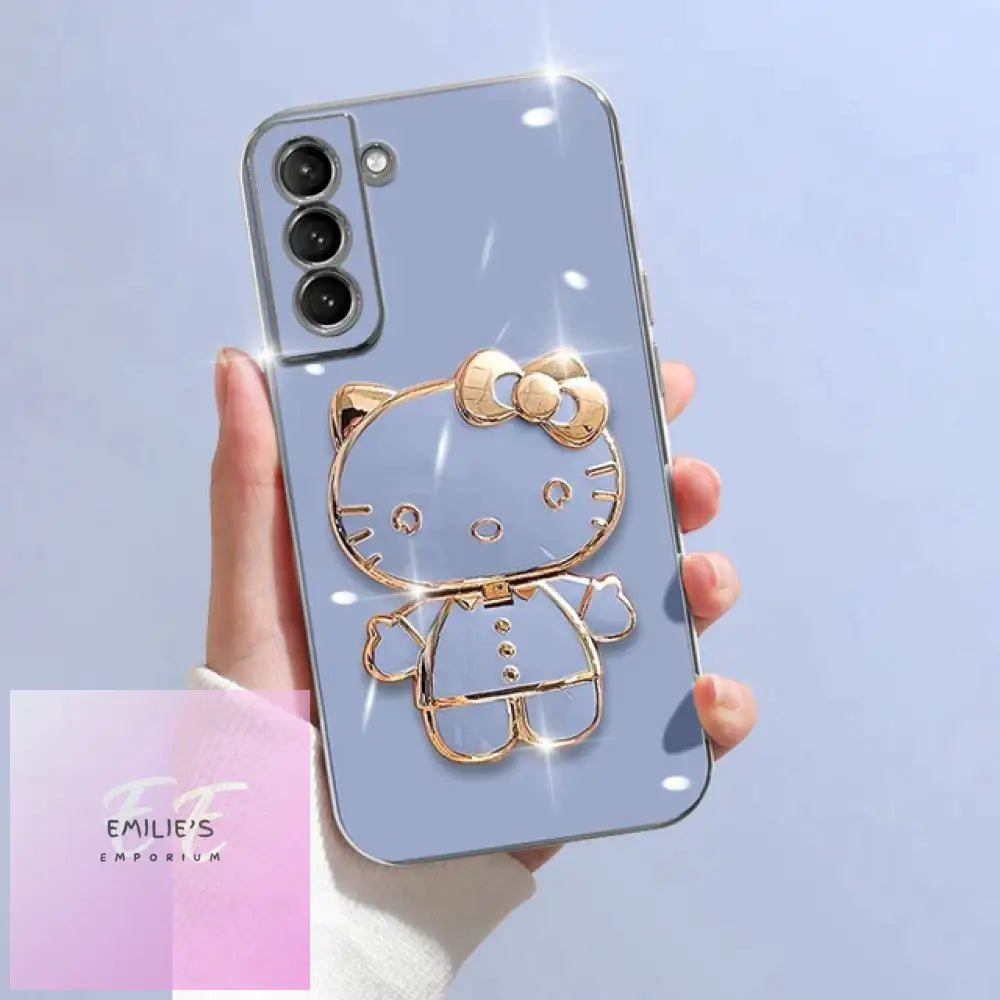 Luxury Plating Hello Kitty Case For Samsung Galaxy S10 & Plus - Choice Of Colour Blue /