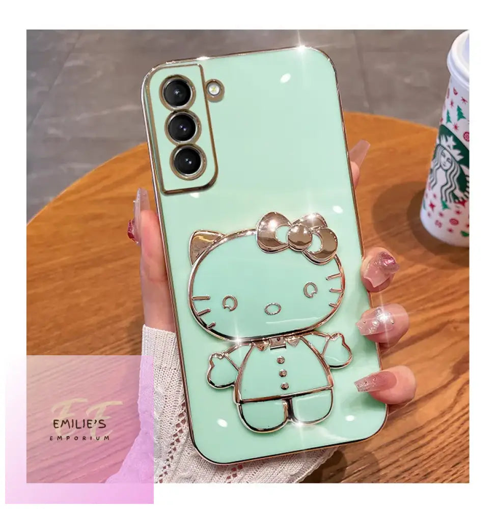 Luxury Plating Hello Kitty Case For Samsung Galaxy S10 & Plus - Choice Of Colour Green /