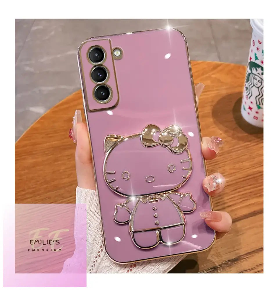 Luxury Plating Hello Kitty Case For Samsung Galaxy S10 & Plus - Choice Of Colour Purple /