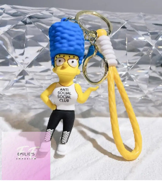 Marge Simpson Wearing Anti Social Club Top Key Ring