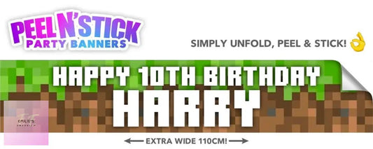Minecraft Personalised Birthday Party Banner - Xl