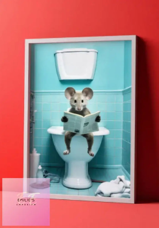 Mouse Reading News Paper On Toilet Diamond Art