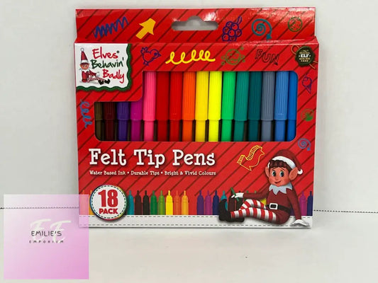 Naughty Elf Felt Tip Pens 18Pk