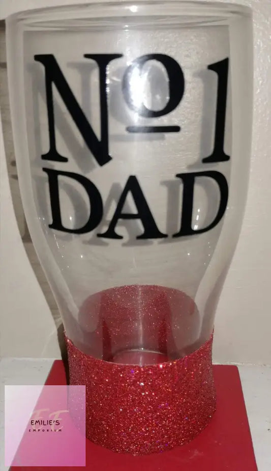 No.1 Dad Pint Glass With Glitter