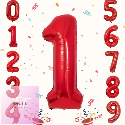 Number Themed Birthday Balloon- Red - Choice Of Number