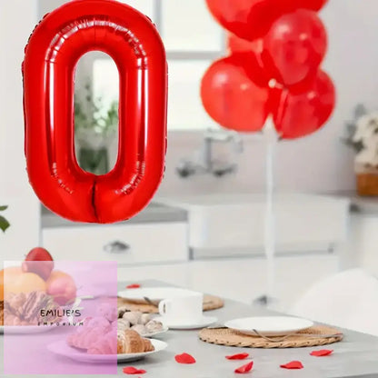 Number Themed Birthday Balloon- Red - Choice Of Number