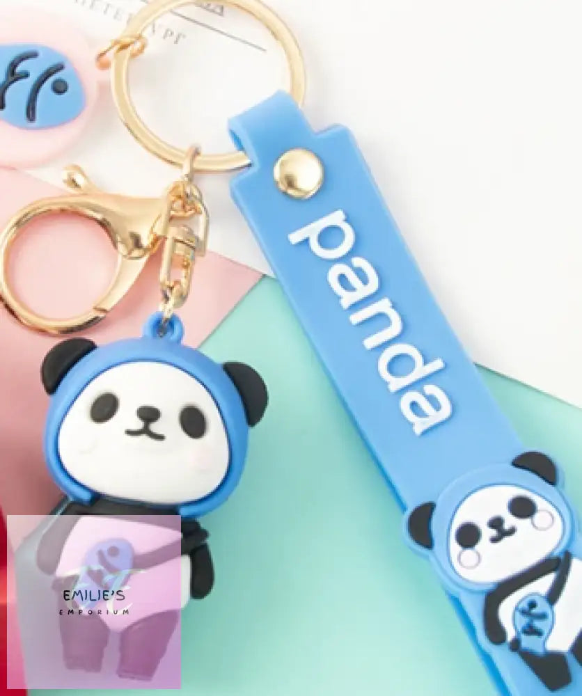 Panda Key Rings- Choices Blue Gear With Fish
