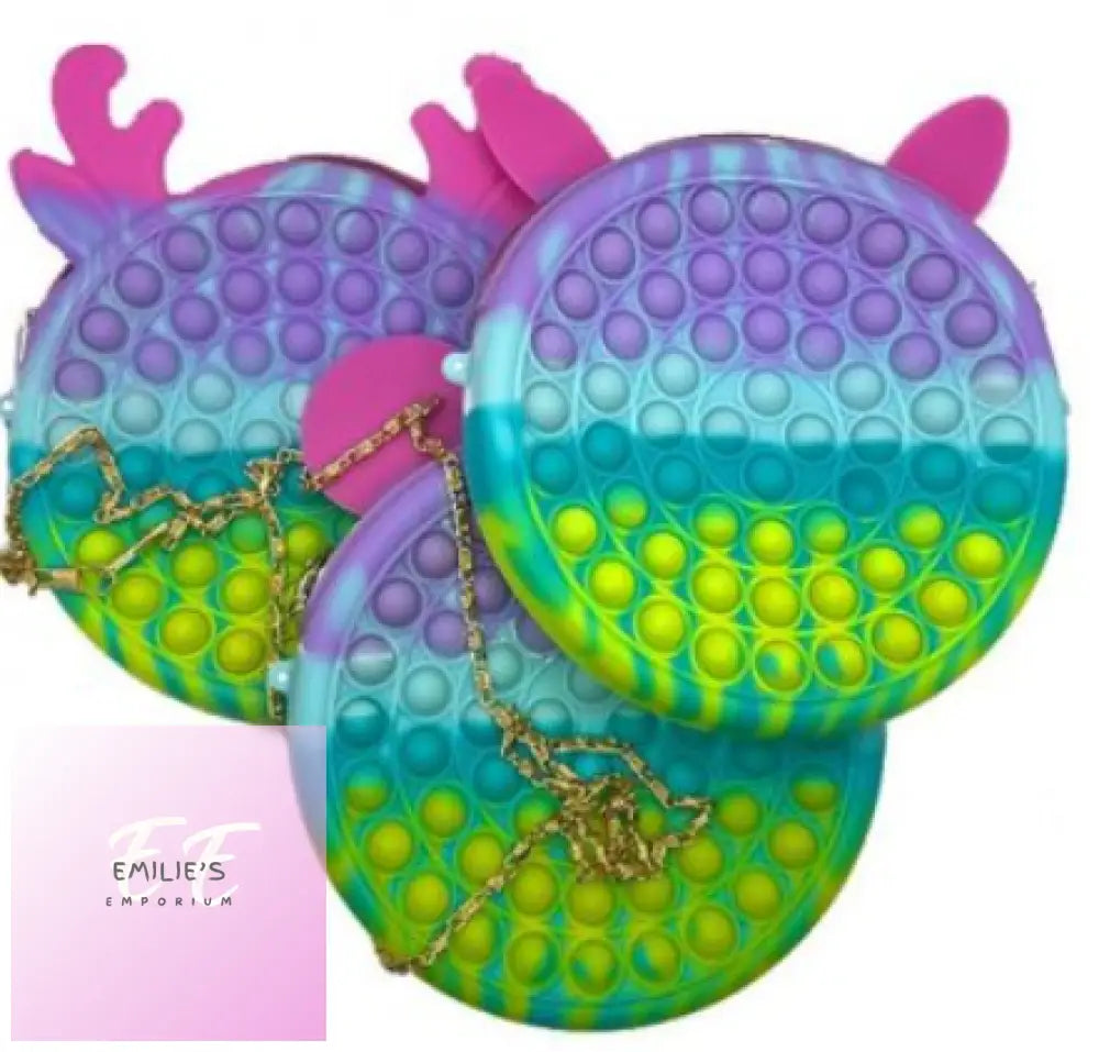 Pastel Bubble Pop It Sensory Fidget Bag With Metal Strap X3