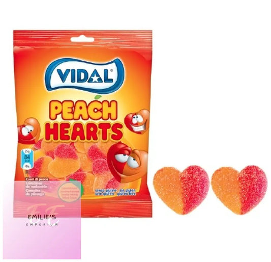 Peach Hearts 90G Bags (Vidal) 14 Count Sweets