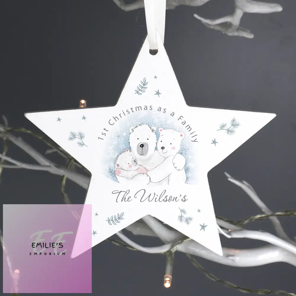 Personalised 1St Christmas As A Family Wooden Star Decoration