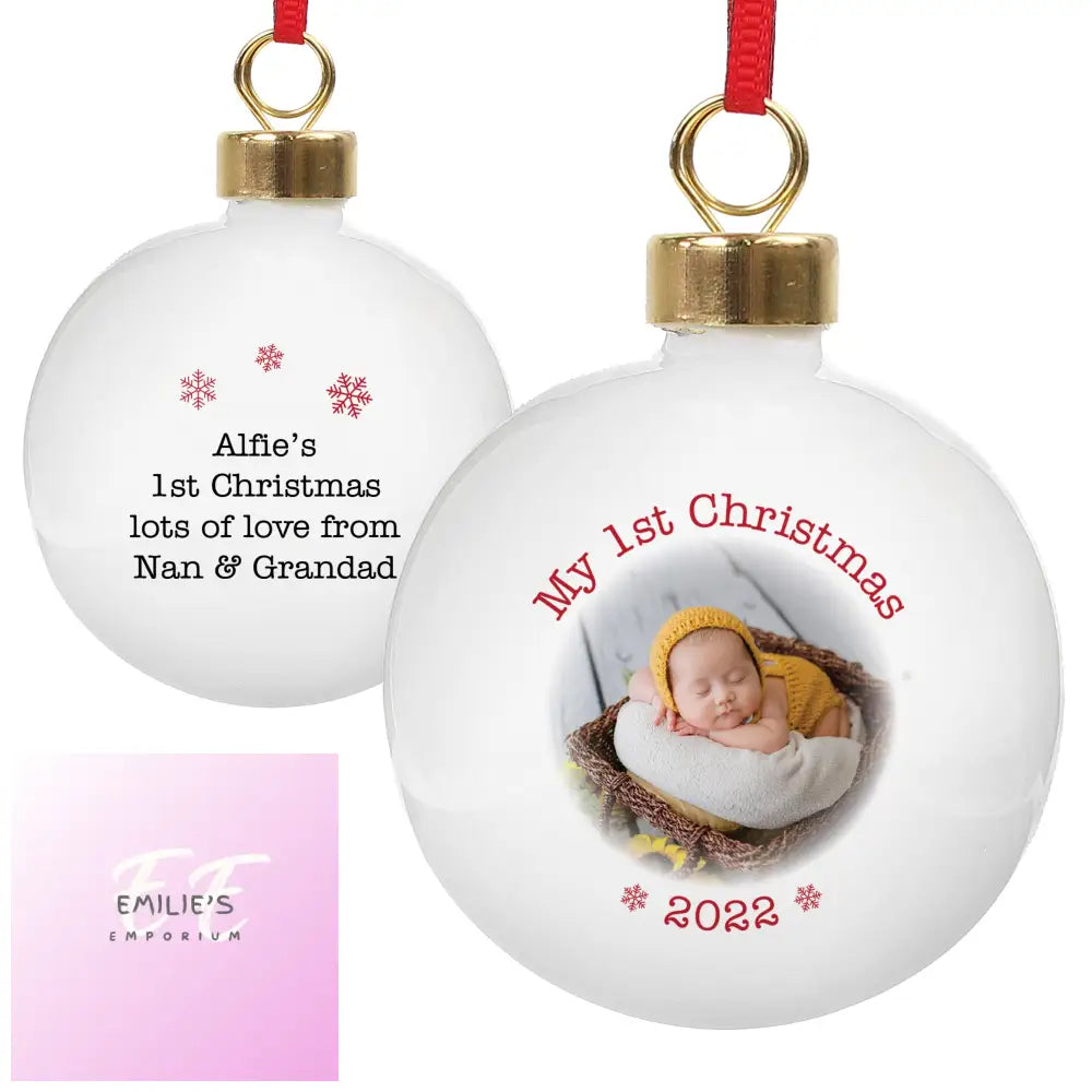 Personalised 1St Christmas Photo Upload Bauble