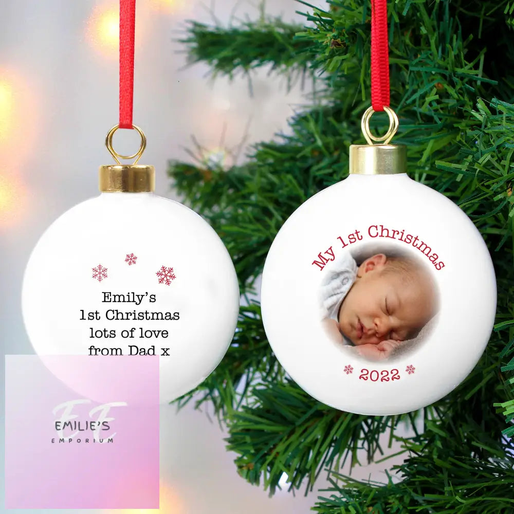 Personalised 1St Christmas Photo Upload Bauble