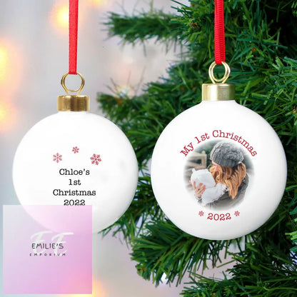 Personalised 1St Christmas Photo Upload Bauble