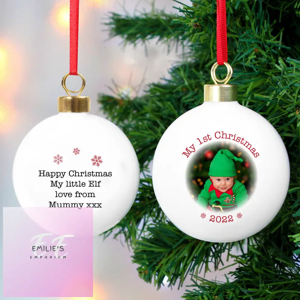 Personalised 1St Christmas Photo Upload Bauble