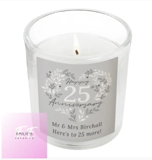 Personalised 25Th Silver Wedding Anniversary Candle Jar