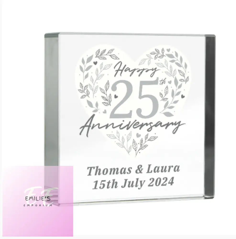 Personalised 25Th Silver Wedding Anniversary Crystal Token