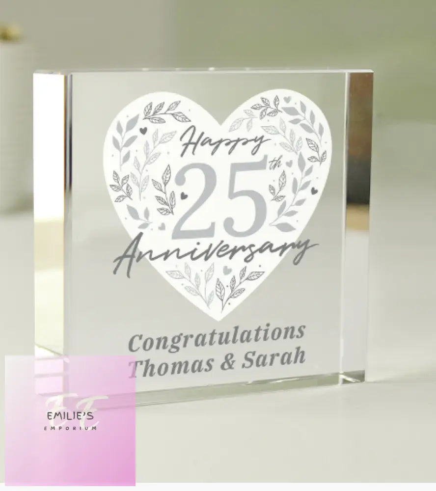 Personalised 25Th Silver Wedding Anniversary Crystal Token