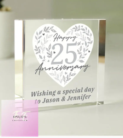 Personalised 25Th Silver Wedding Anniversary Crystal Token