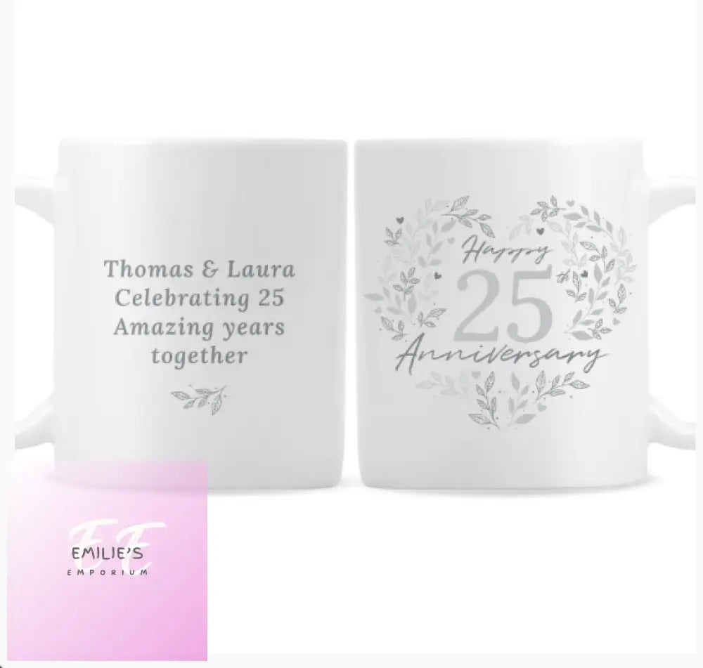 Personalised 25Th Silver Wedding Anniversary Mug