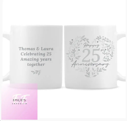 Personalised 25Th Silver Wedding Anniversary Mug