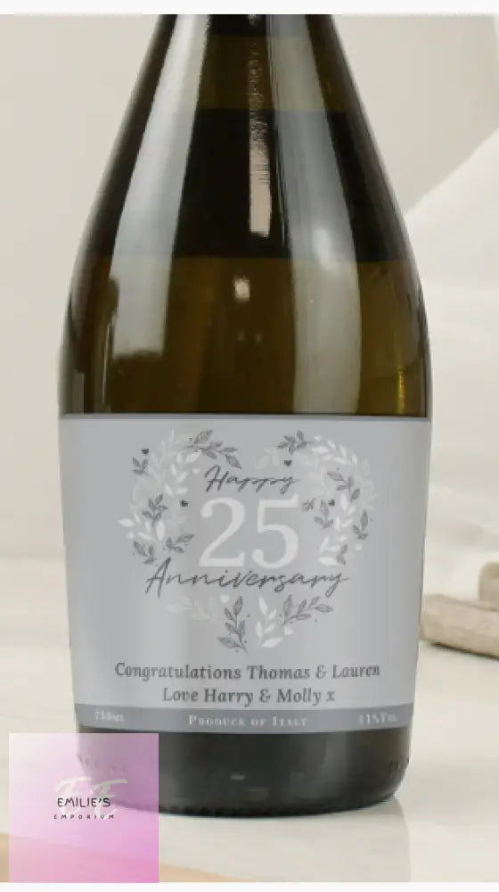 Personalised 25Th Silver Wedding Anniversary Prosecco