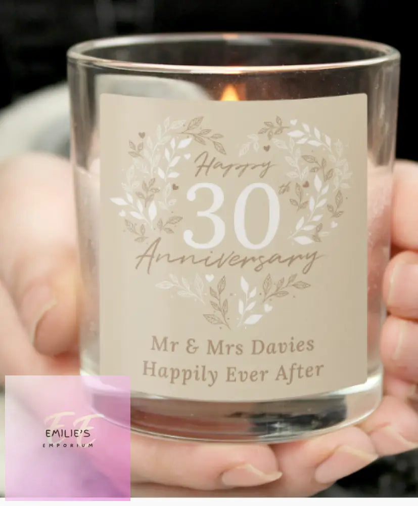 Personalised 30Th Pearl Wedding Anniversary Candle Jar