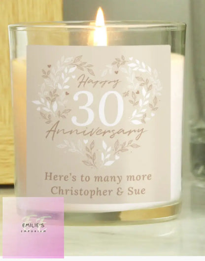 Personalised 30Th Pearl Wedding Anniversary Candle Jar