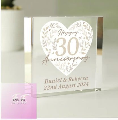 Personalised 30Th Pearl Wedding Anniversary Crystal Token