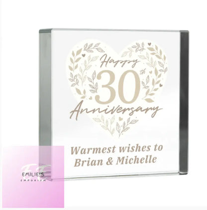 Personalised 30Th Pearl Wedding Anniversary Crystal Token