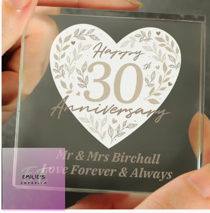 Personalised 30Th Pearl Wedding Anniversary Crystal Token