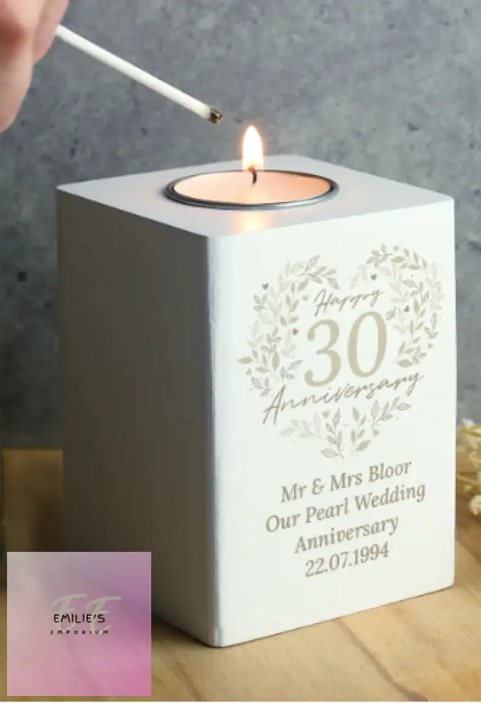 Personalised 30Th Pearl Wedding Anniversary Tea Light Holder