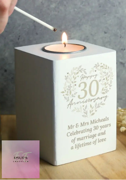 Personalised 30Th Pearl Wedding Anniversary Tea Light Holder