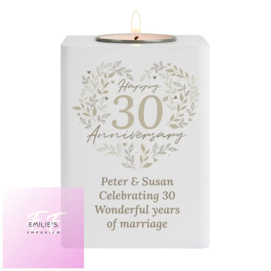 Personalised 30Th Pearl Wedding Anniversary Tea Light Holder