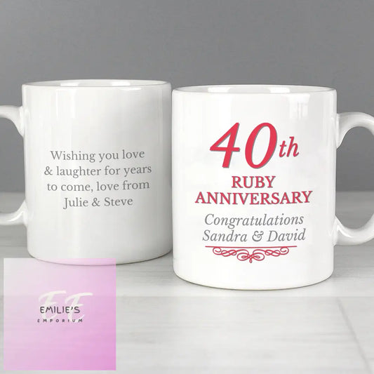 Personalised 40Th Ruby Anniversary Mug Set