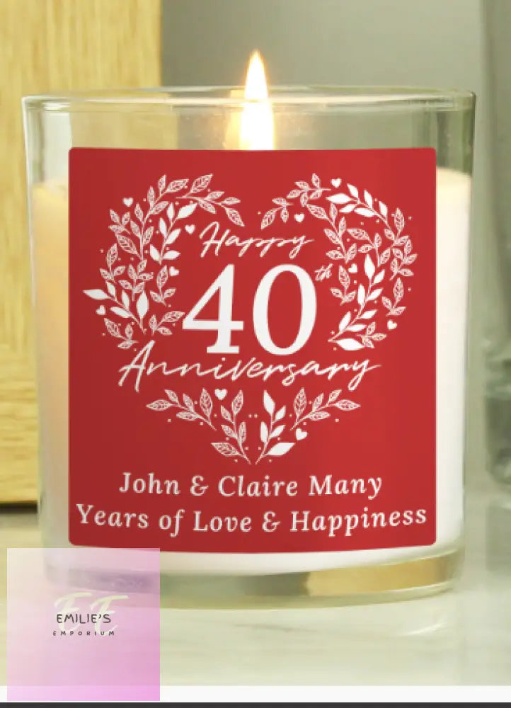 Personalised 40Th Ruby Wedding Anniversary Candle Jar