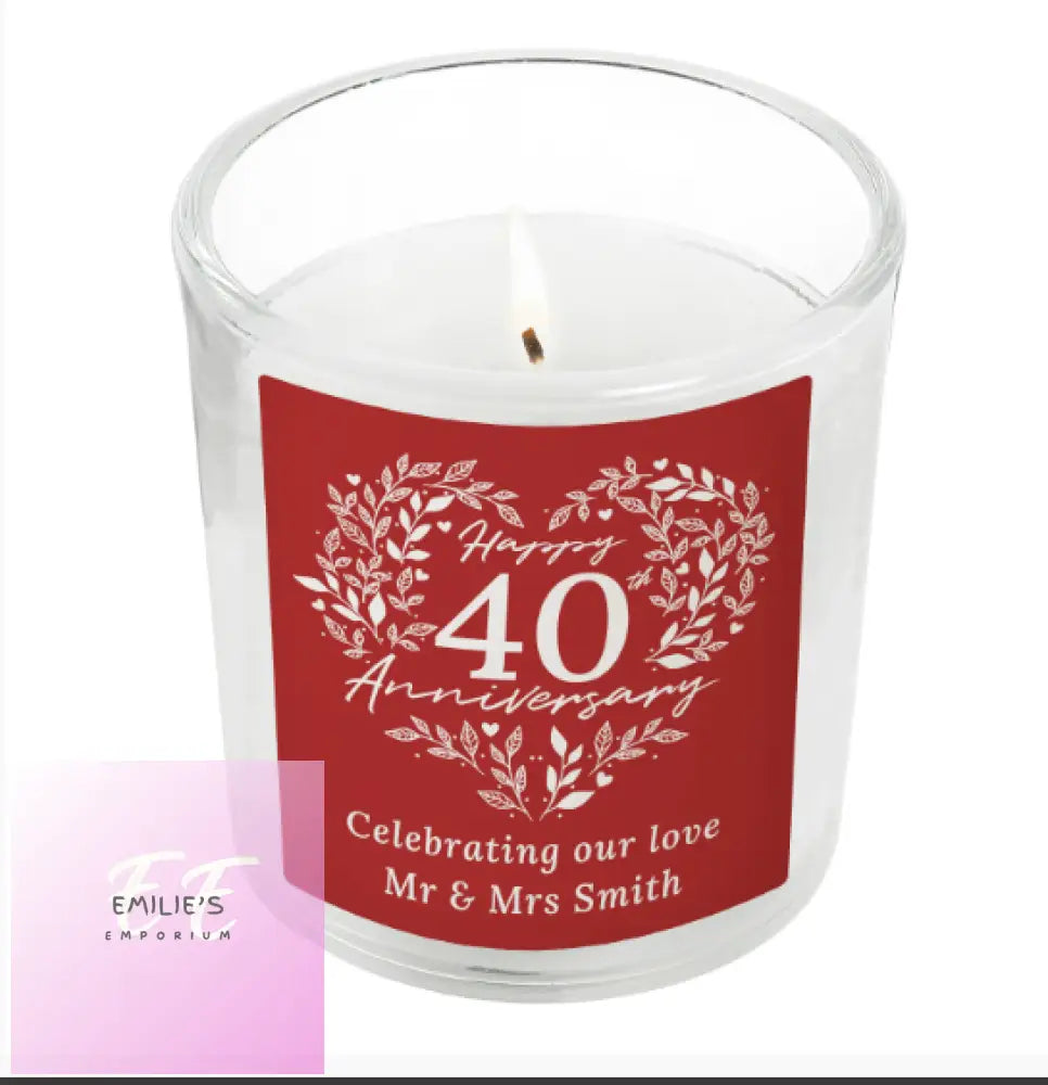 Personalised 40Th Ruby Wedding Anniversary Candle Jar