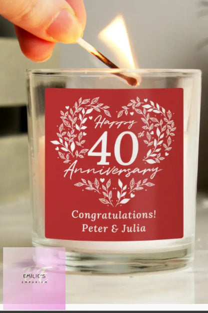 Personalised 40Th Ruby Wedding Anniversary Candle Jar