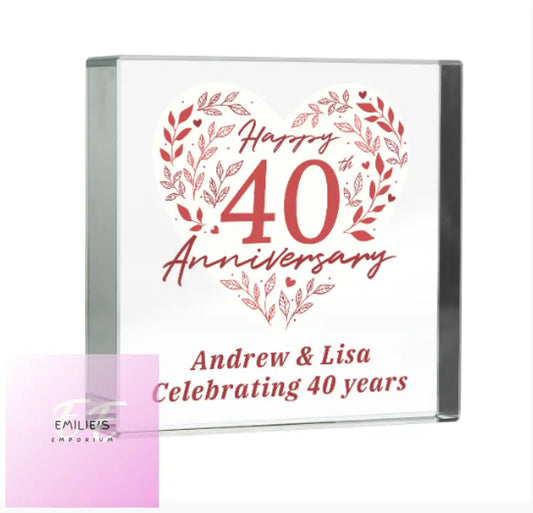 Personalised 40Th Ruby Wedding Anniversary Crystal Token