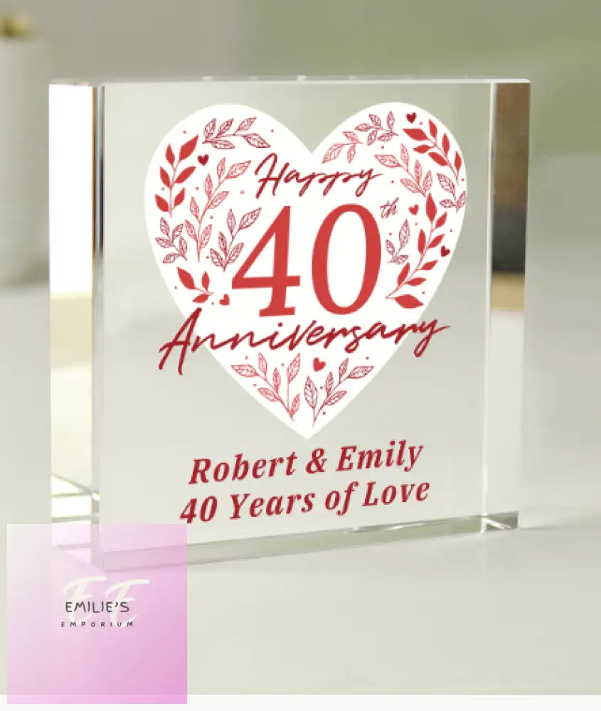 Personalised 40Th Ruby Wedding Anniversary Crystal Token