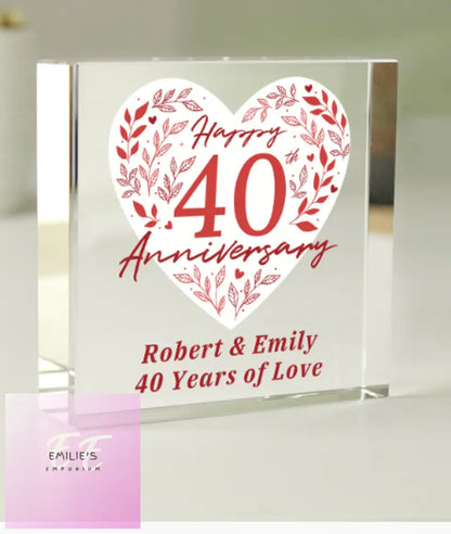 Personalised 40Th Ruby Wedding Anniversary Crystal Token