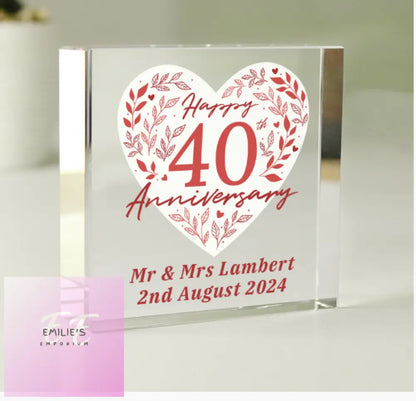 Personalised 40Th Ruby Wedding Anniversary Crystal Token