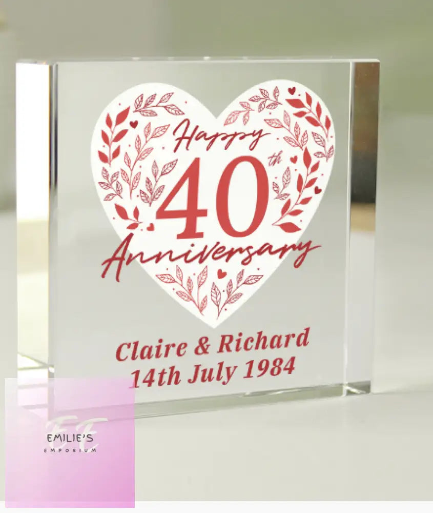 Personalised 40Th Ruby Wedding Anniversary Crystal Token