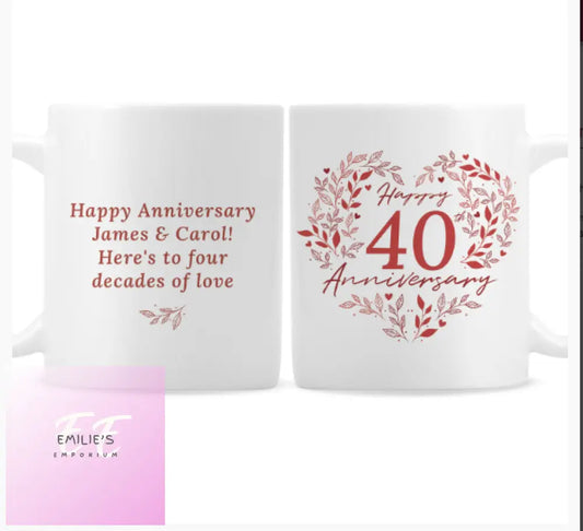 Personalised 40Th Ruby Wedding Anniversary Mug