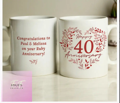 Personalised 40Th Ruby Wedding Anniversary Mug
