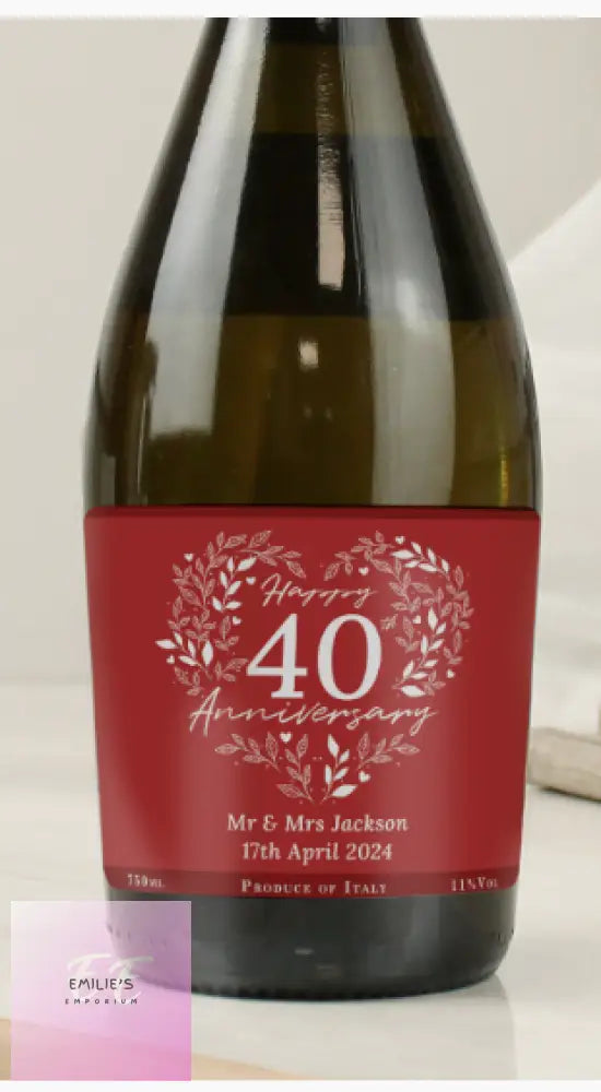 Personalised 40Th Ruby Wedding Anniversary Prosecco