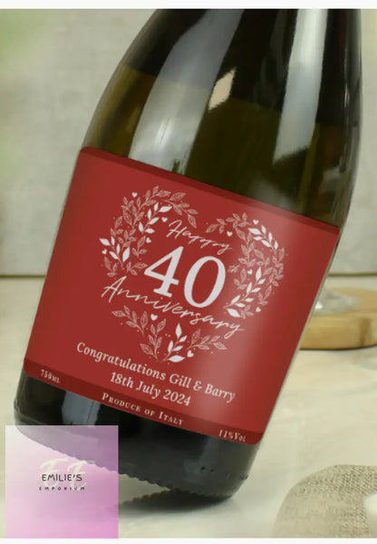 Personalised 40Th Ruby Wedding Anniversary Prosecco