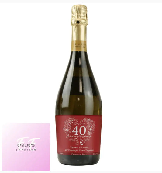 Personalised 40Th Ruby Wedding Anniversary Prosecco