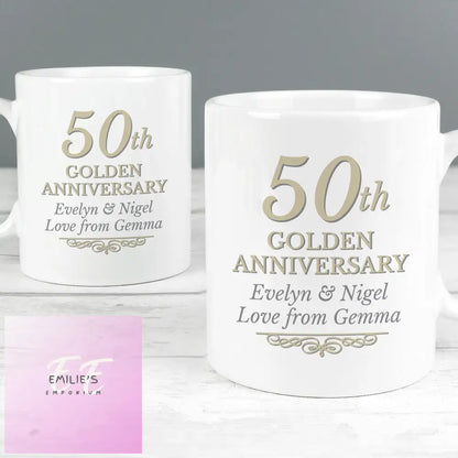 Personalised 50Th Golden Anniversary Mug Set