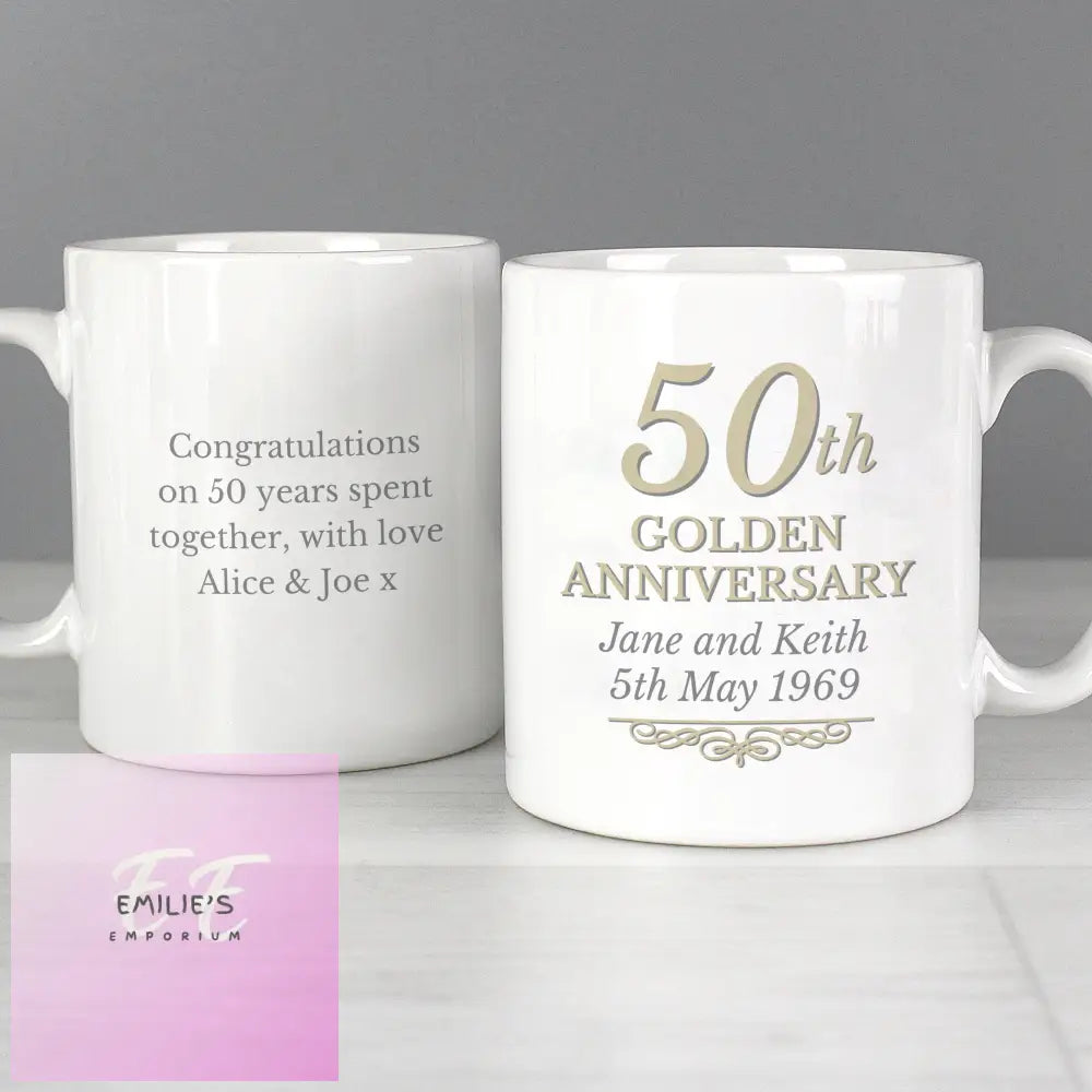 Personalised 50Th Golden Anniversary Mug Set