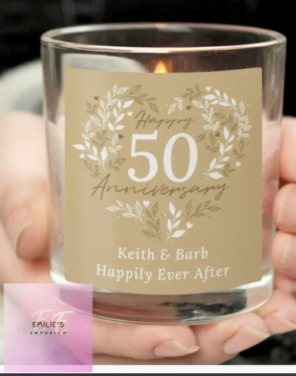 Personalised 50Th Golden Wedding Anniversary Candle Jar